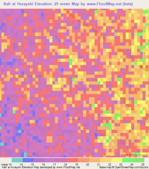 Kafr al Hurayshi,Egypt Elevation Map