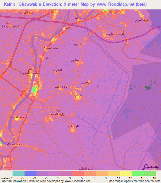 Kafr al Ghawwabin,Egypt Elevation Map