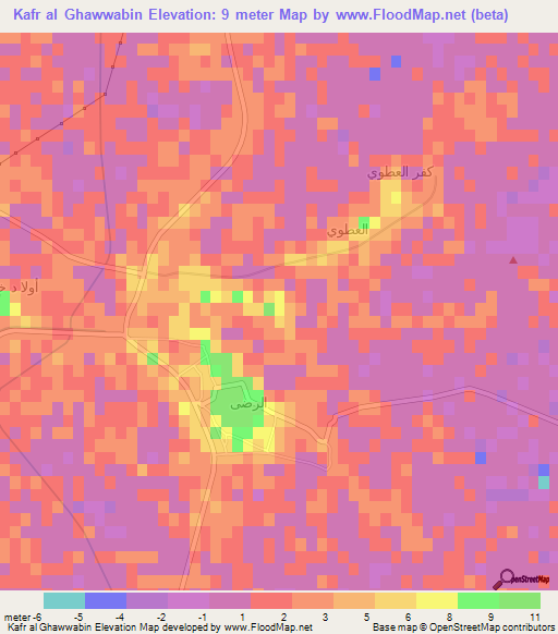 Kafr al Ghawwabin,Egypt Elevation Map