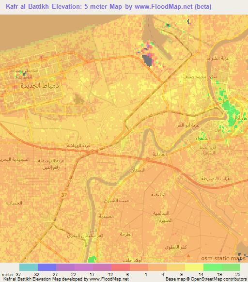 Kafr al Battikh,Egypt Elevation Map