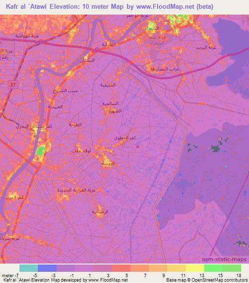 Kafr al `Atawi,Egypt Elevation Map