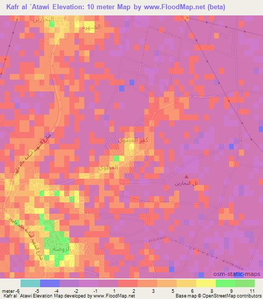 Kafr al `Atawi,Egypt Elevation Map