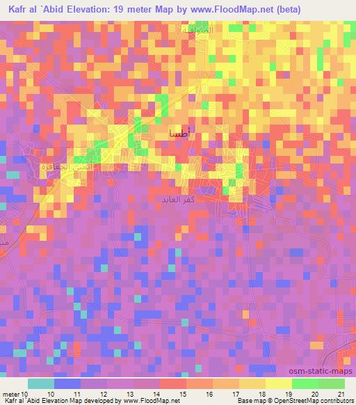 Kafr al `Abid,Egypt Elevation Map