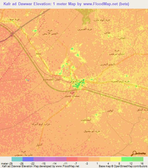 Kafr ad Dawwar,Egypt Elevation Map