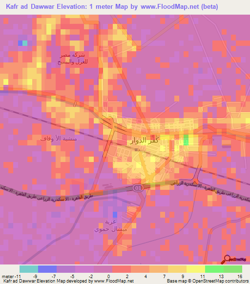 Kafr ad Dawwar,Egypt Elevation Map