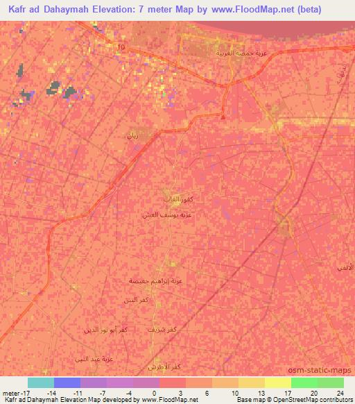 Kafr ad Dahaymah,Egypt Elevation Map