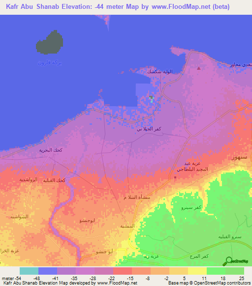 Kafr Abu Shanab,Egypt Elevation Map