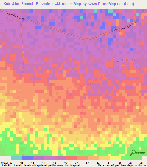 Kafr Abu Shanab,Egypt Elevation Map