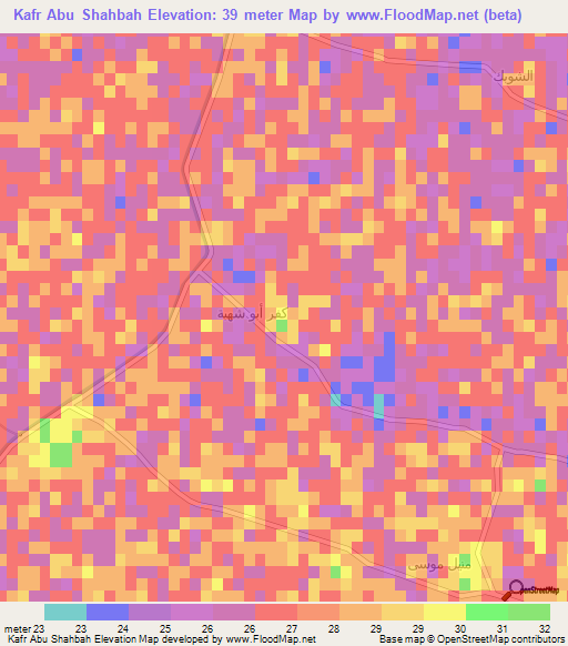 Kafr Abu Shahbah,Egypt Elevation Map