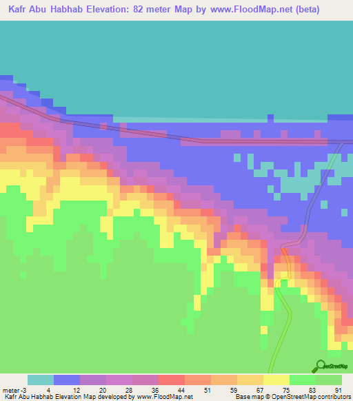 Kafr Abu Habhab,Egypt Elevation Map