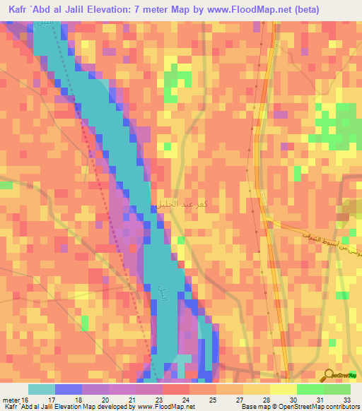 Kafr `Abd al Jalil,Egypt Elevation Map