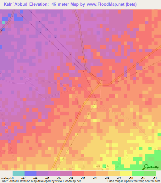 Kafr `Abbud,Egypt Elevation Map