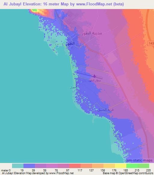 Al Jubayl,Egypt Elevation Map