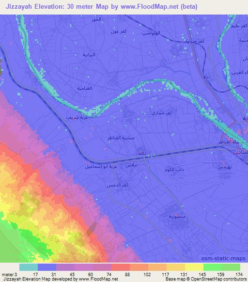 Jizzayah,Egypt Elevation Map