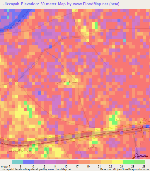 Jizzayah,Egypt Elevation Map