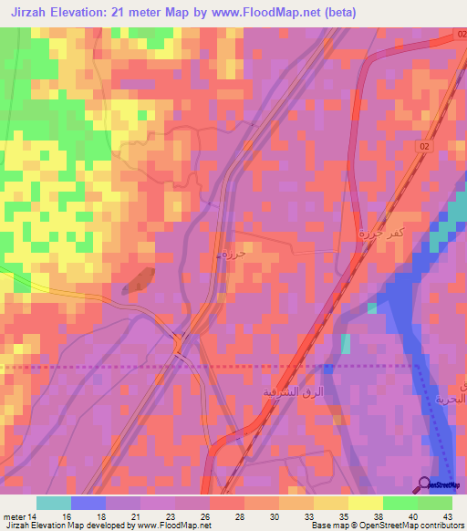 Jirzah,Egypt Elevation Map