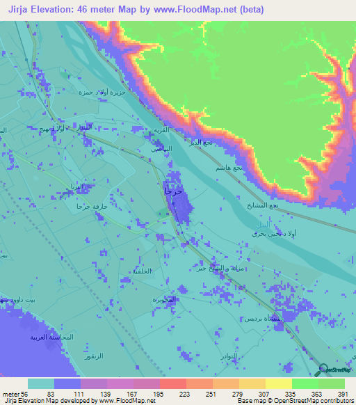 Jirja,Egypt Elevation Map