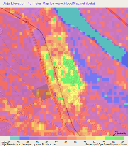 Jirja,Egypt Elevation Map