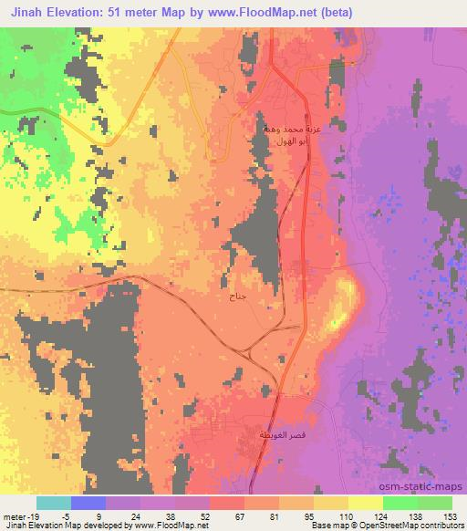 Jinah,Egypt Elevation Map