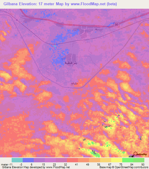 Gilbana,Egypt Elevation Map