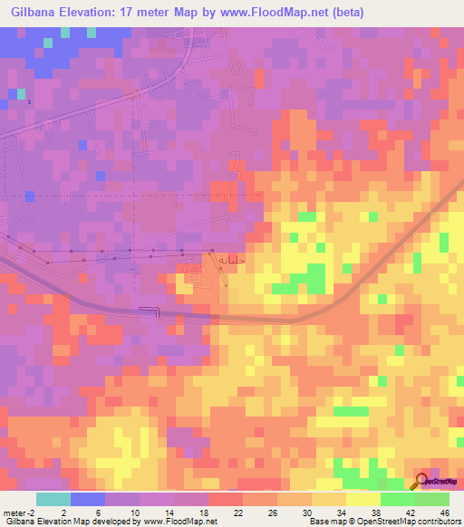 Gilbana,Egypt Elevation Map