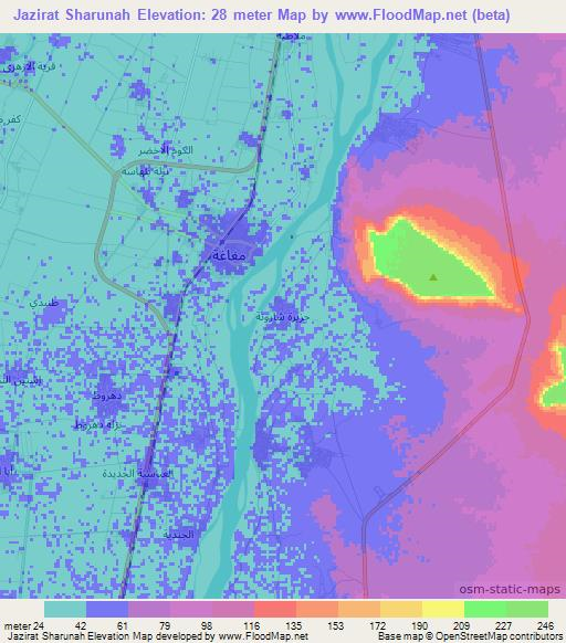 Jazirat Sharunah,Egypt Elevation Map