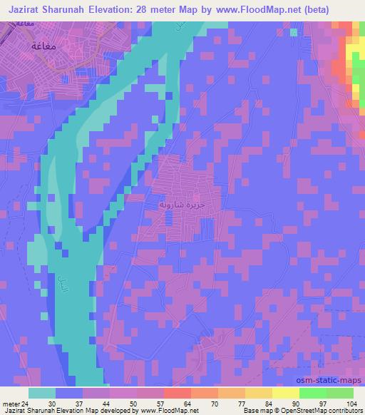 Jazirat Sharunah,Egypt Elevation Map