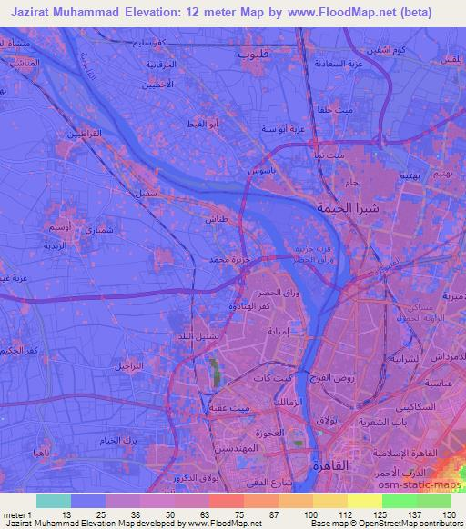 Jazirat Muhammad,Egypt Elevation Map