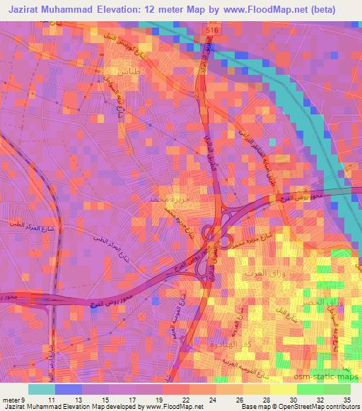 Jazirat Muhammad,Egypt Elevation Map