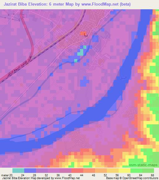 Jazirat Biba,Egypt Elevation Map