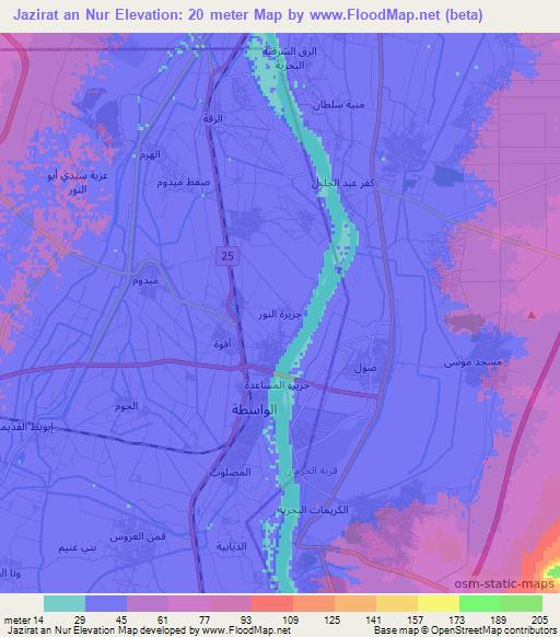 Jazirat an Nur,Egypt Elevation Map