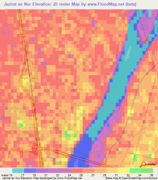 Jazirat an Nur,Egypt Elevation Map