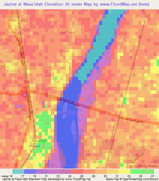 Jazirat al Masa`idah,Egypt Elevation Map