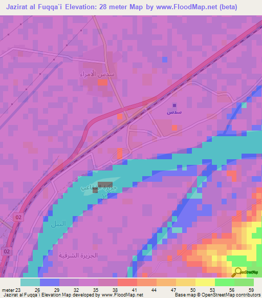 Jazirat al Fuqqa`i,Egypt Elevation Map