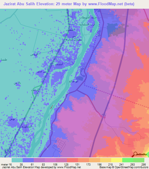 Jazirat Abu Salih,Egypt Elevation Map