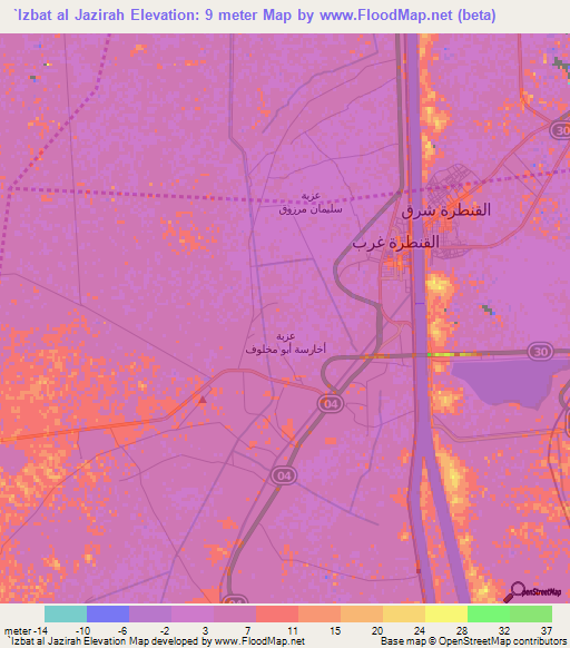 `Izbat al Jazirah,Egypt Elevation Map