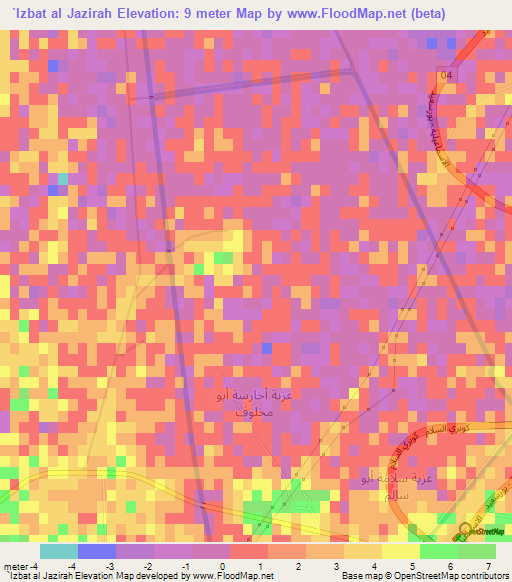 `Izbat al Jazirah,Egypt Elevation Map