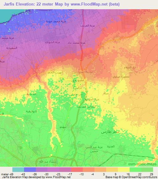 Jarfis,Egypt Elevation Map