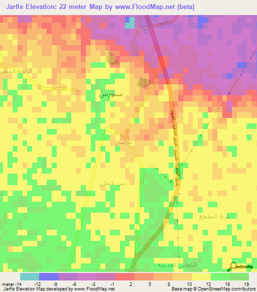 Jarfis,Egypt Elevation Map