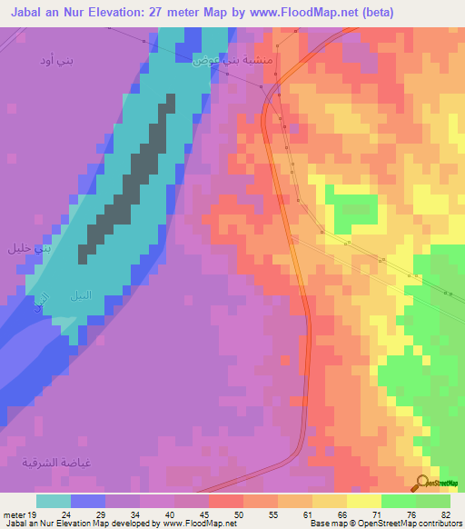 Jabal an Nur,Egypt Elevation Map