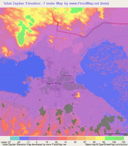 `Izbat Zaydan,Egypt Elevation Map