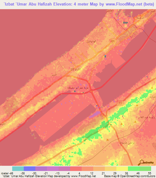 `Izbat `Umar Abu Hafizah,Egypt Elevation Map