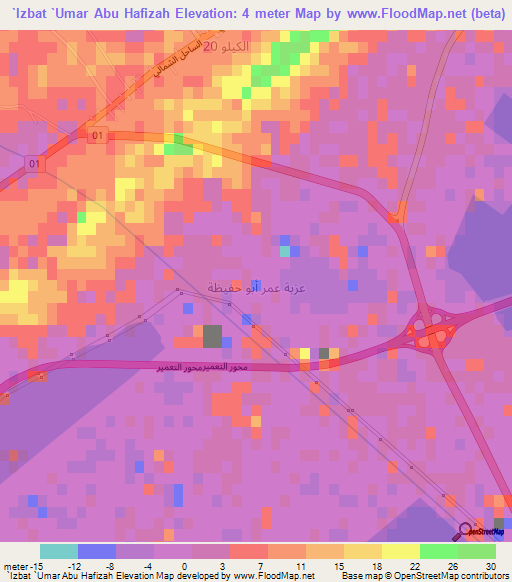 `Izbat `Umar Abu Hafizah,Egypt Elevation Map