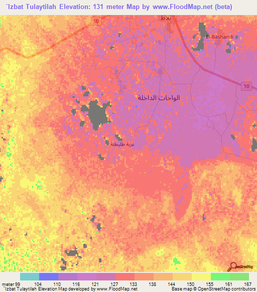 `Izbat Tulaytilah,Egypt Elevation Map