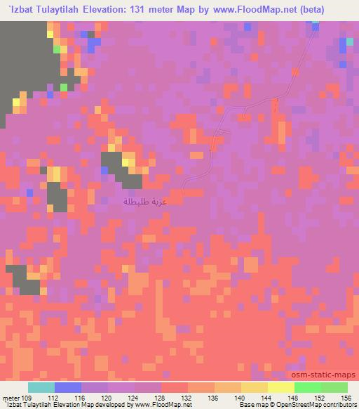 `Izbat Tulaytilah,Egypt Elevation Map