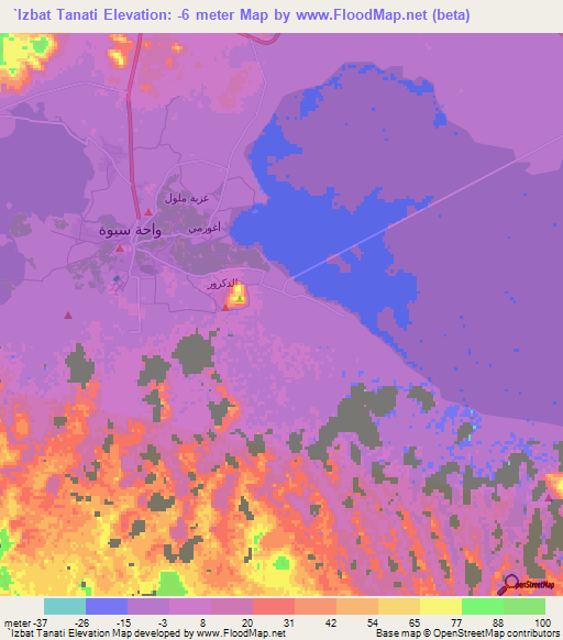 `Izbat Tanati,Egypt Elevation Map