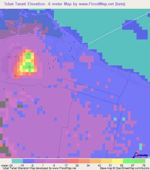 `Izbat Tanati,Egypt Elevation Map