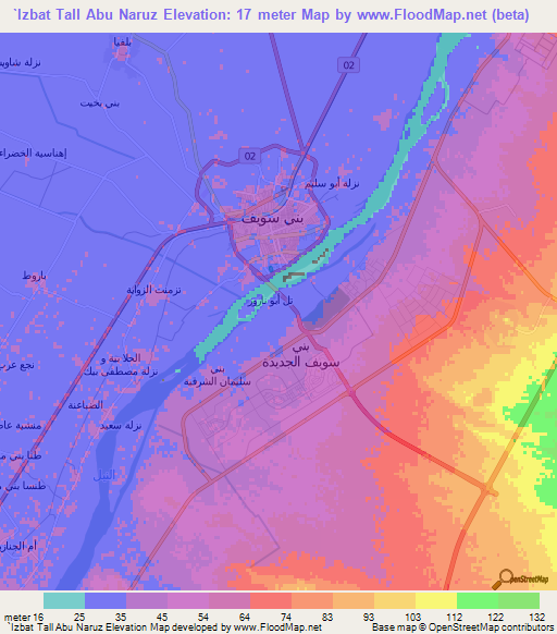 `Izbat Tall Abu Naruz,Egypt Elevation Map