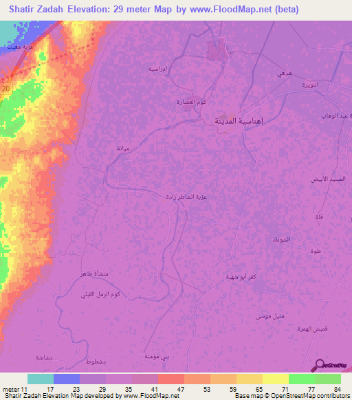 Shatir Zadah,Egypt Elevation Map