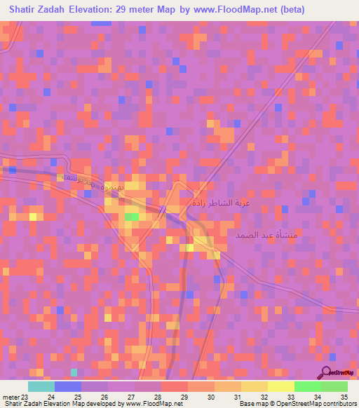 Shatir Zadah,Egypt Elevation Map